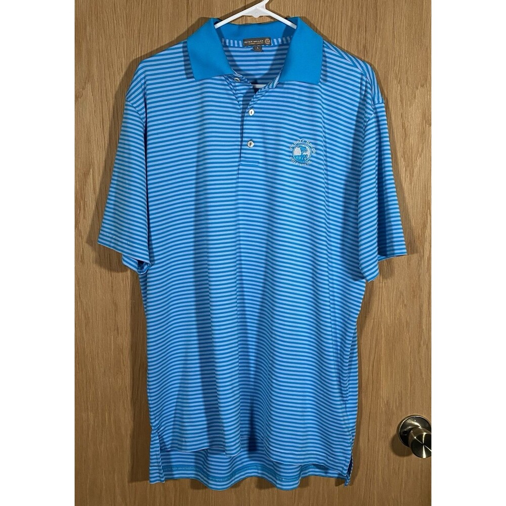 Peter Millar Summer Comfort Polo Pebble Beach Golf Links Striped Casual Men's Lg